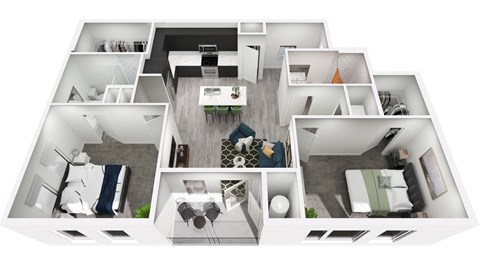the1303 sq ft floor plan with bedrooms and baths